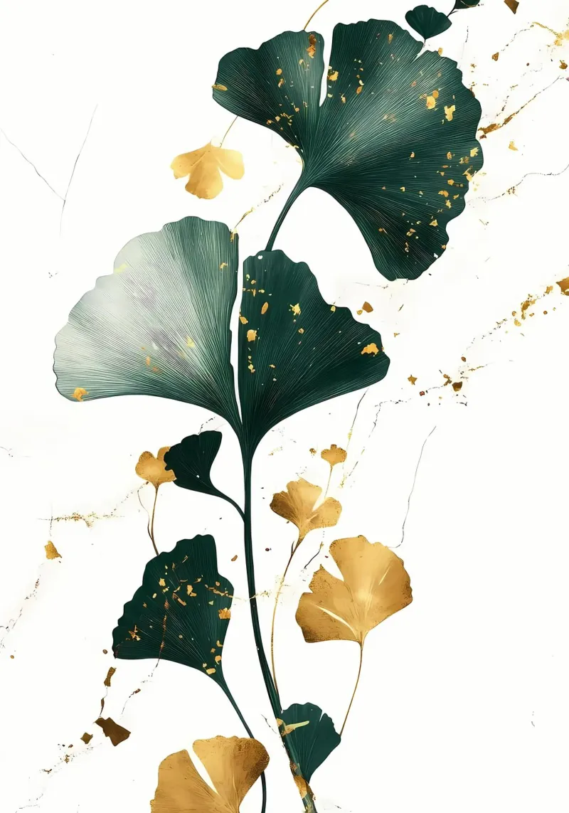 Foglie di ginkgo verde oro pellicola backlit da Ginnery
