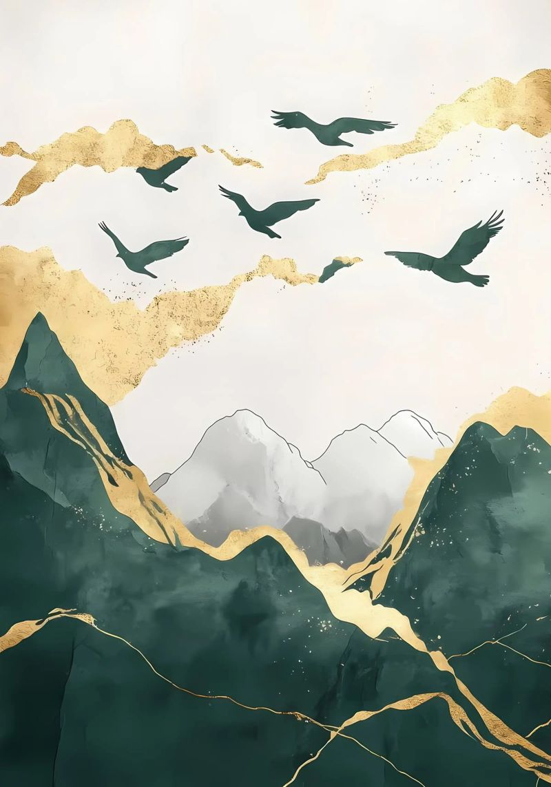 Paysage de la montagne d'or poster de Ginnery