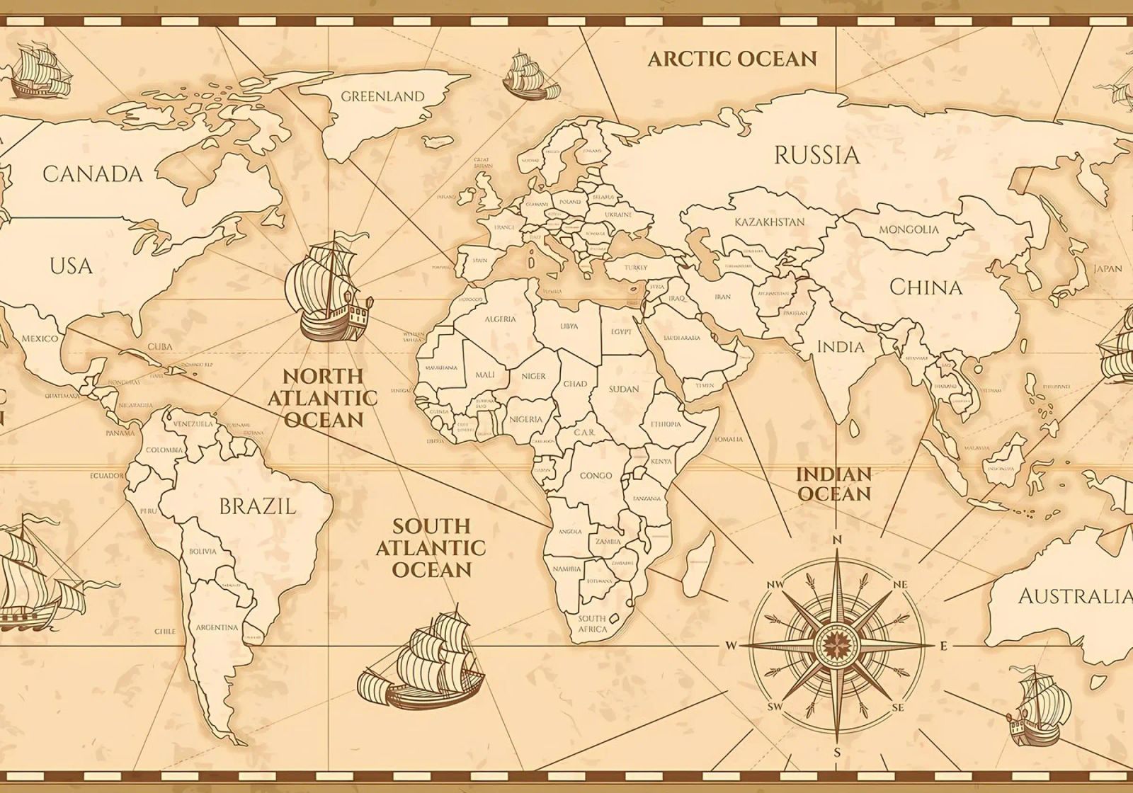 Vintage Map of the World poster by Delaplane