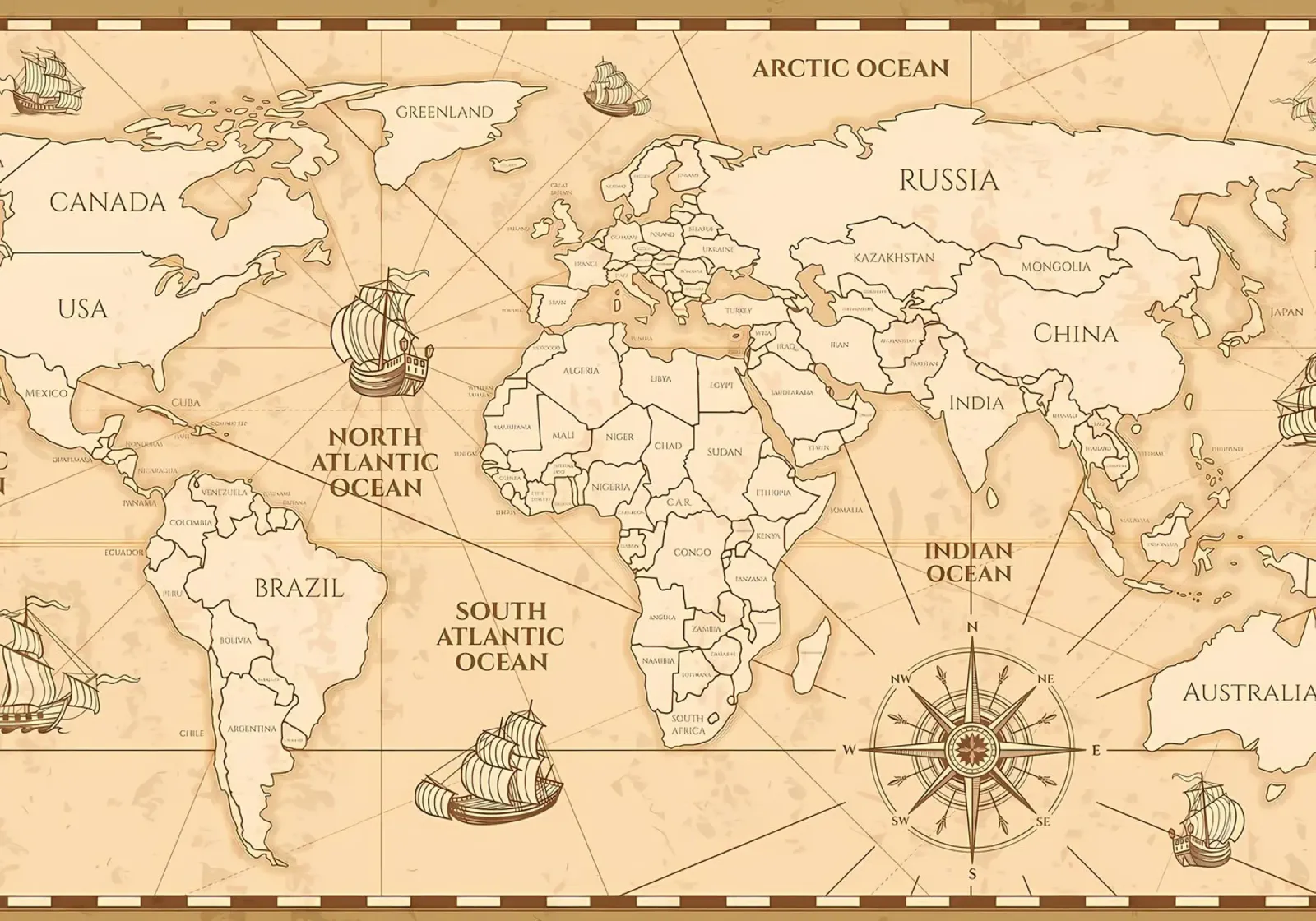 Mappa del mondo d'epoca poster da Delaplane