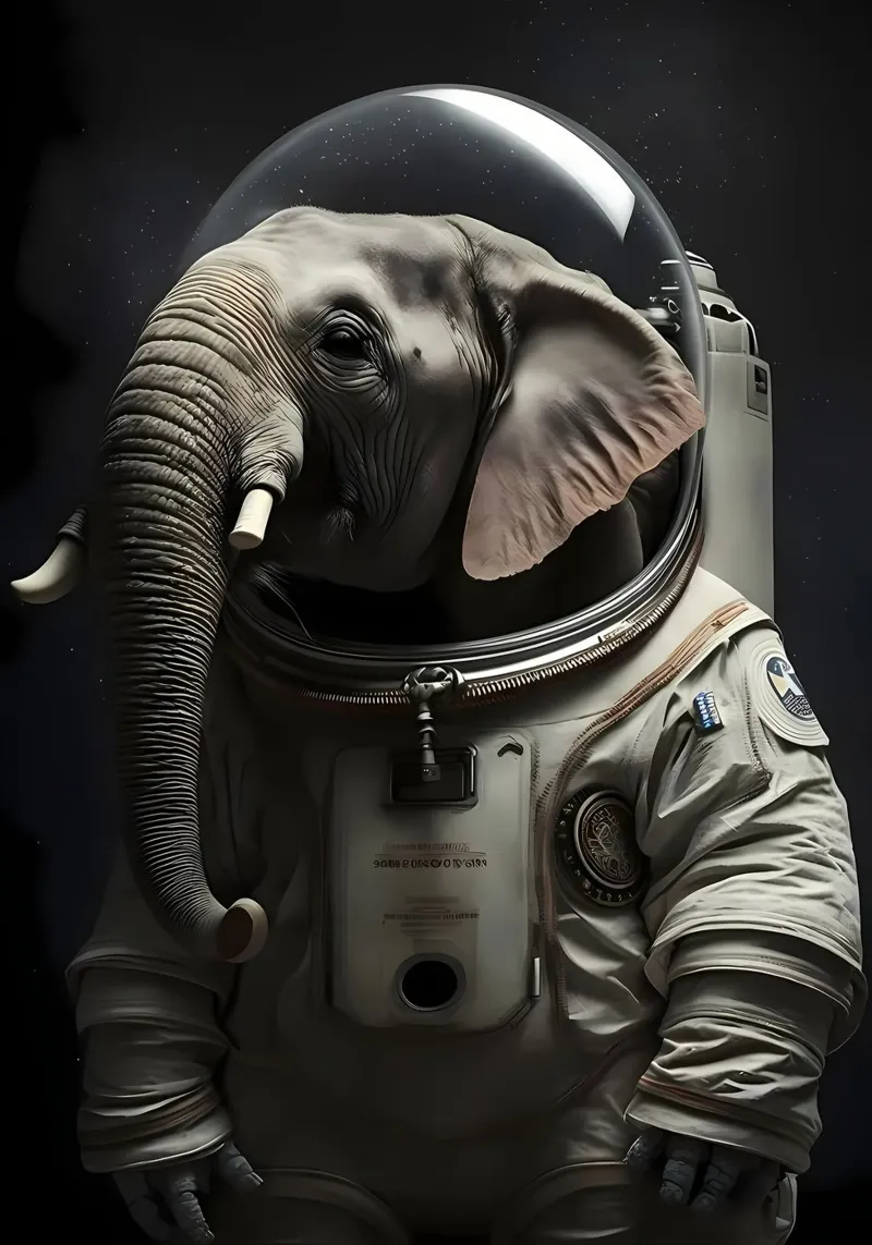 Astronaut Elefant Acryl-Glas von Mikesell