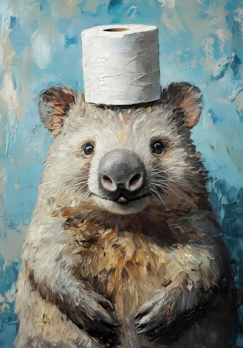 Wombat met wc-hoed canvas van Ginnery