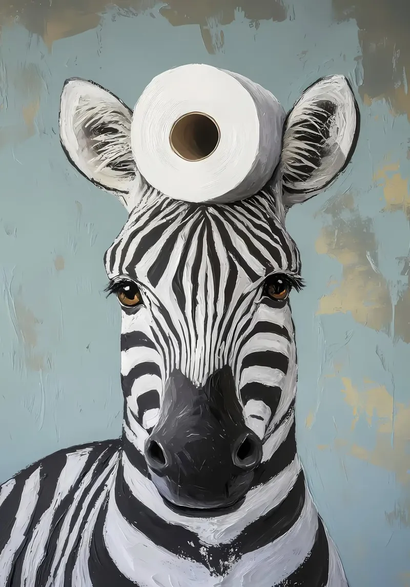 Zebra mit Toilettenpapier Poster von Ginnery