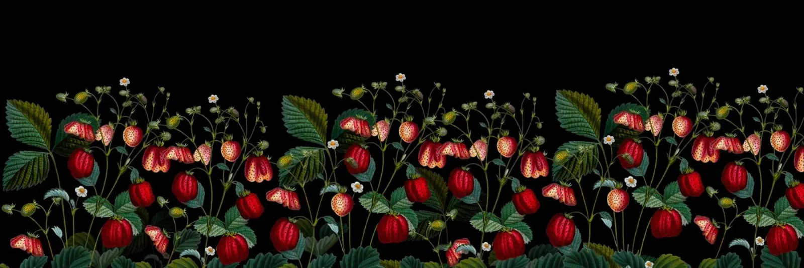 Lush Vintage Strawberry Fields Night Garden poster by Vintage World - Uta Naumann