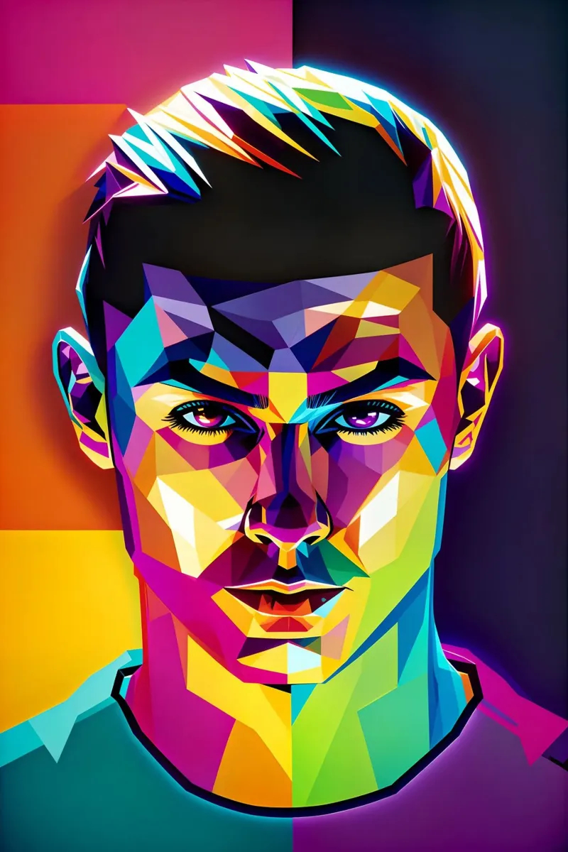 Cristiano Ronaldo ritratto pop art neon poster con telaio in plastica da BONANZA
