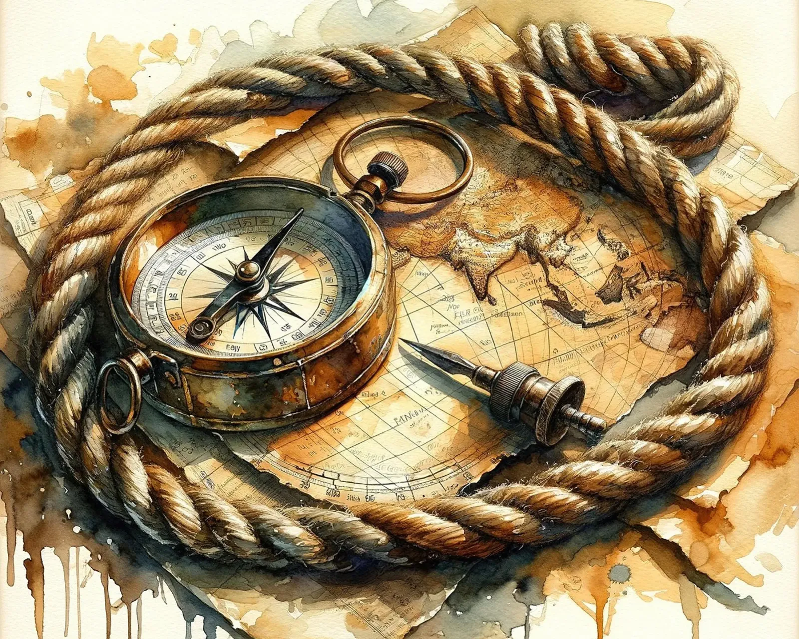 Bussola di orientamento in un viaggio nel tempo carta hahnemühle da Chromatic Fusion Studio