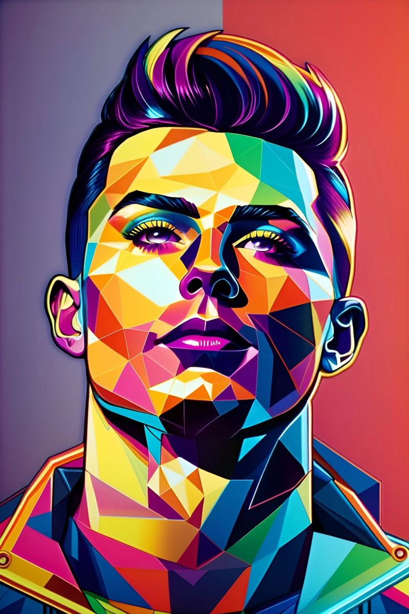 Cristiano Ronaldo Pop-Art Neon Poster von BONANZA