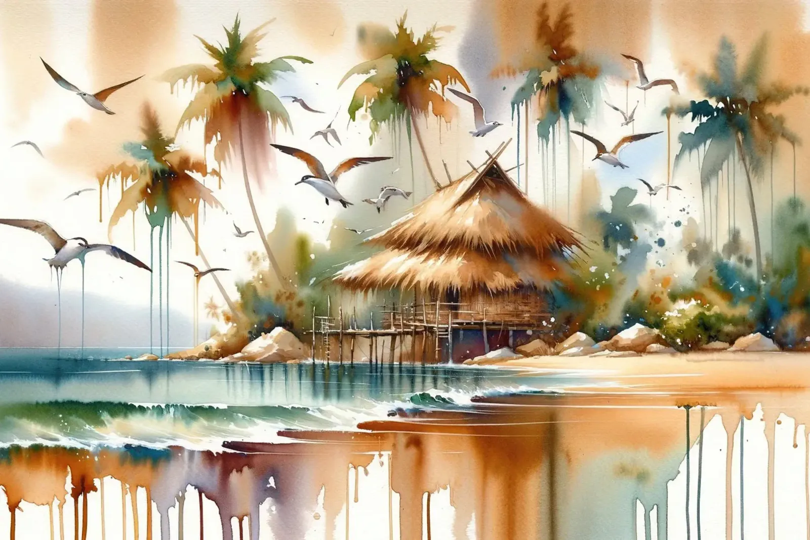 Island Serenity in Abstract Watercolor hahnemühle by Chromatic Fusion Studio