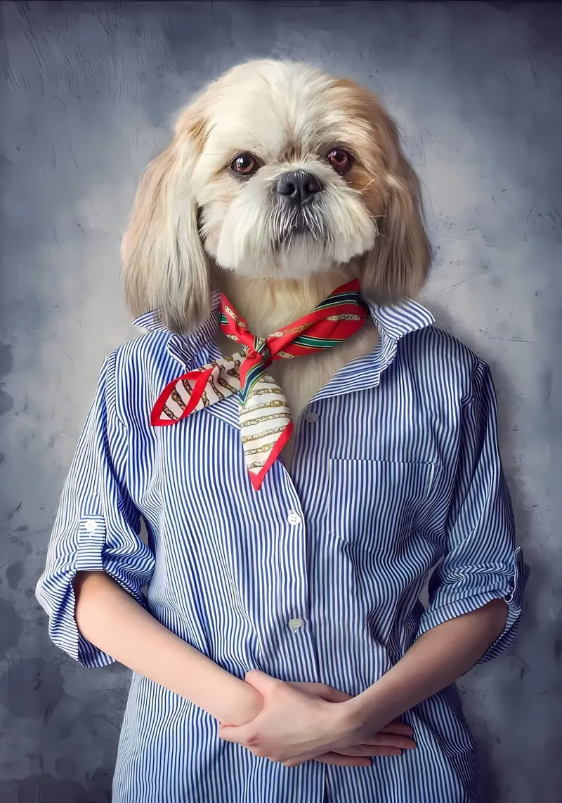 Hond in kleding canvas met Baklijst van Delaplane