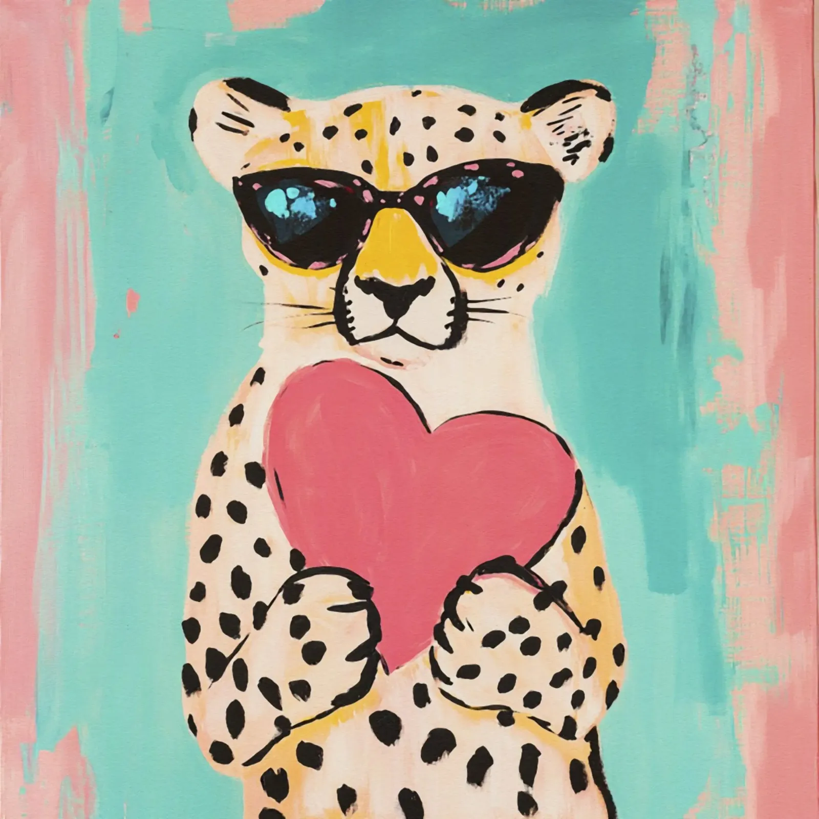 Ghepardo dal cuore amorevole poster con telaio in plastica da Modern Muse