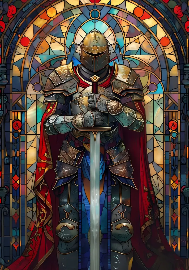 Paladin-Krieger-Glas Poster von Ginnery