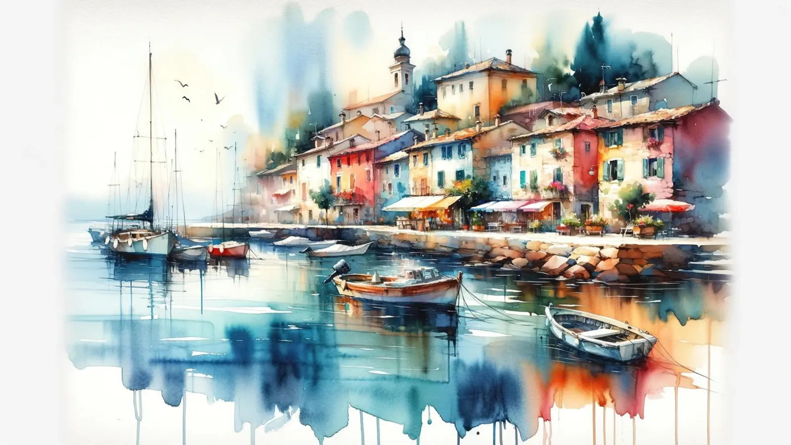 Seaside Village Rust canvas van Chromatic Fusion Studio