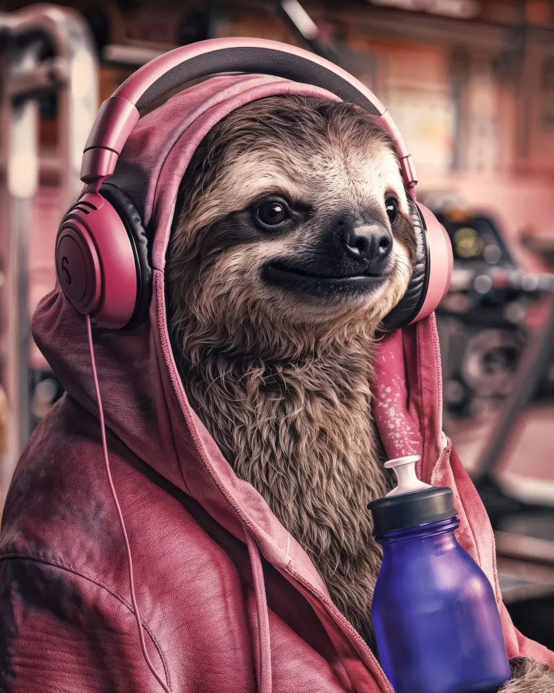 Fitness Faultier im Gym, Sport, lustige Tier Hahnemühle von SlothStella