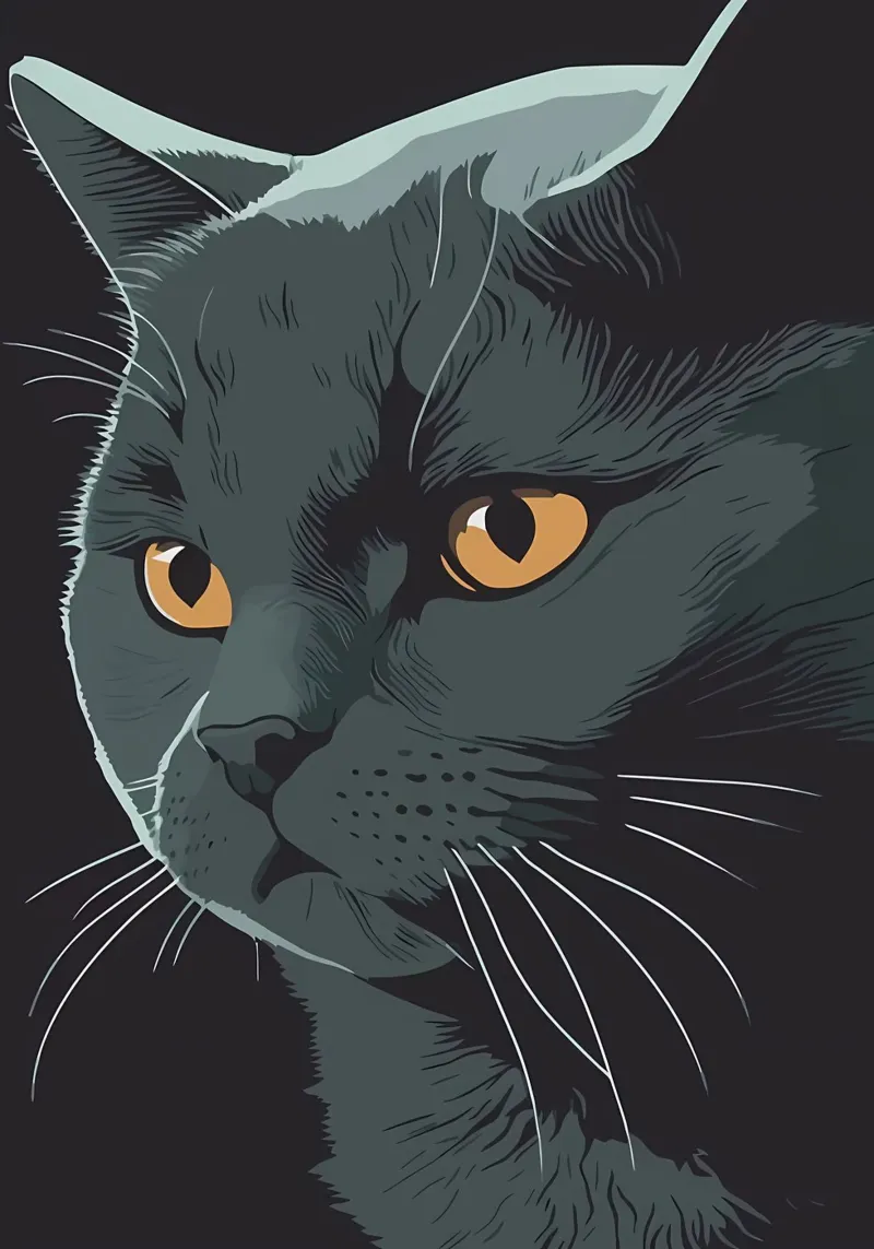 Black Cat Portrait canvas by Mikesell