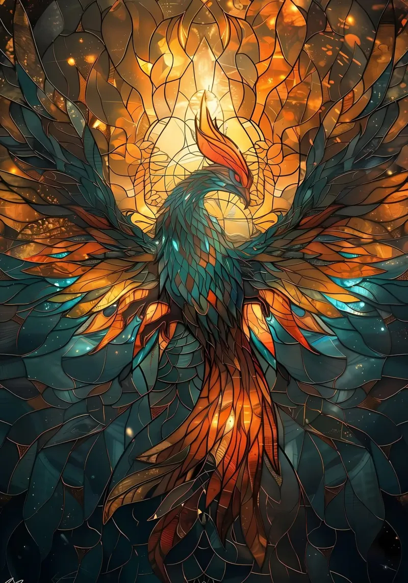 Uccello Fenice Kintsugi pellicola backlit da Ginnery