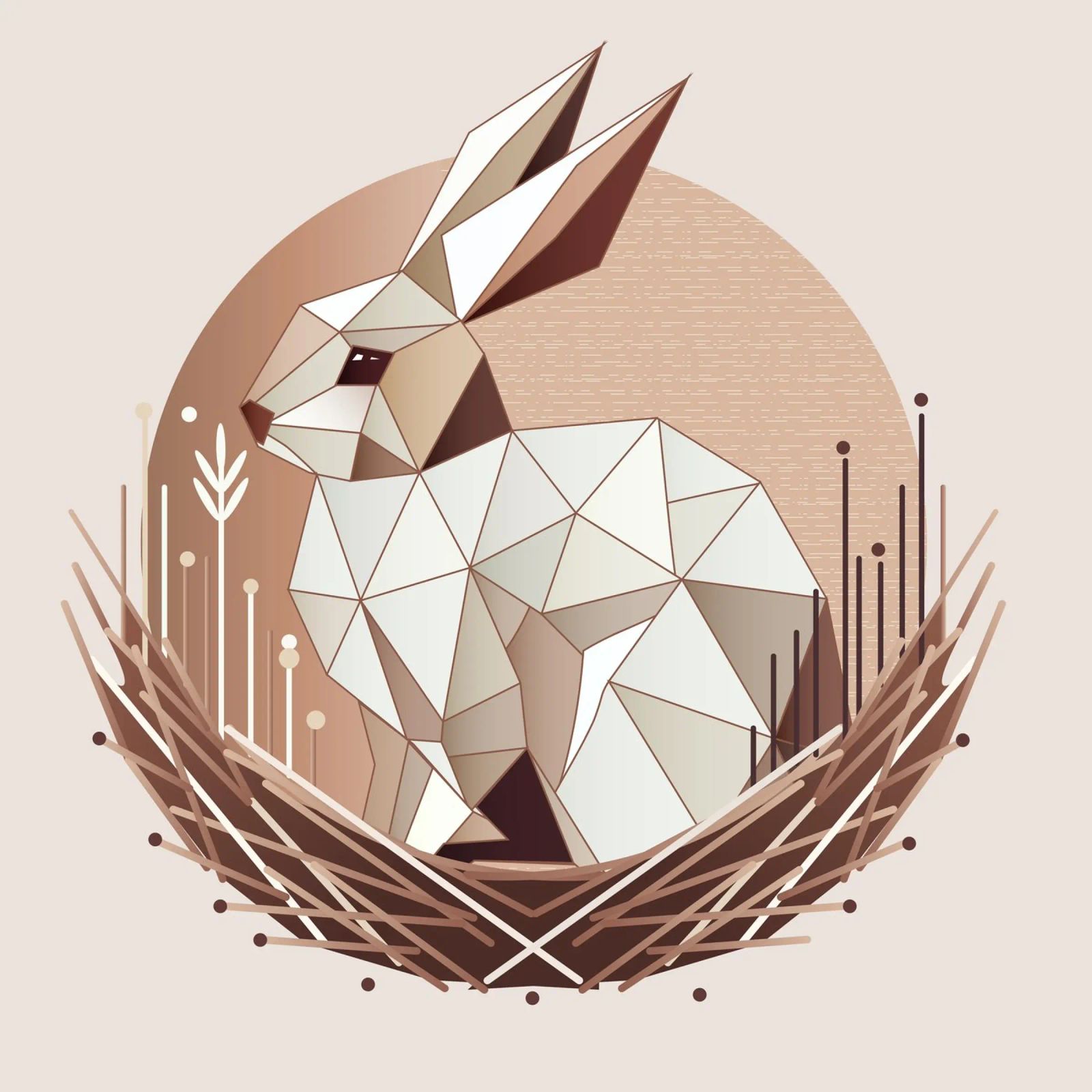 Geometrischer Hase im Nest – Stilvolles Osterdesign Poster von namosh
