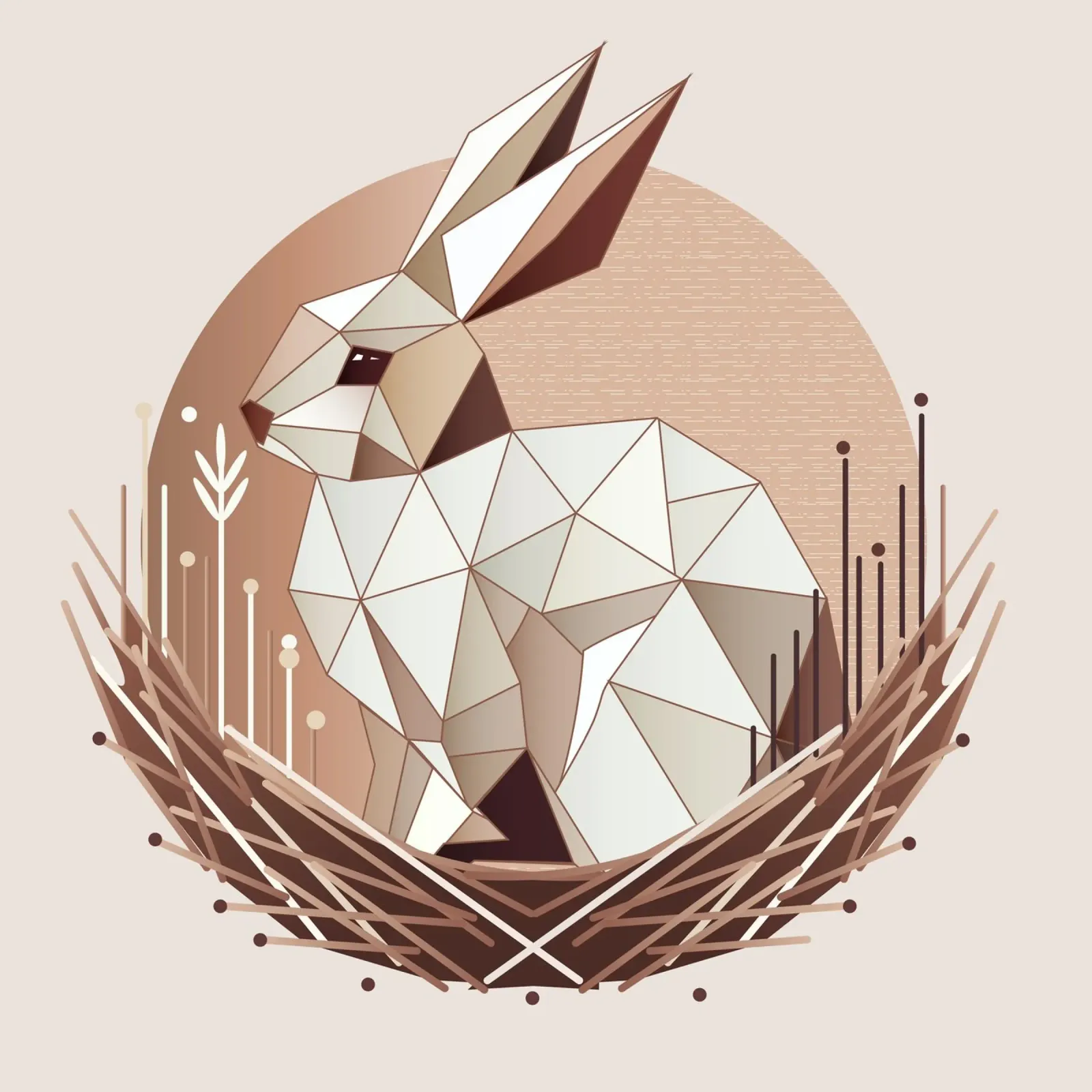 Coniglietto geometrico in un nido - Design pasquale alla moda poster da namosh
