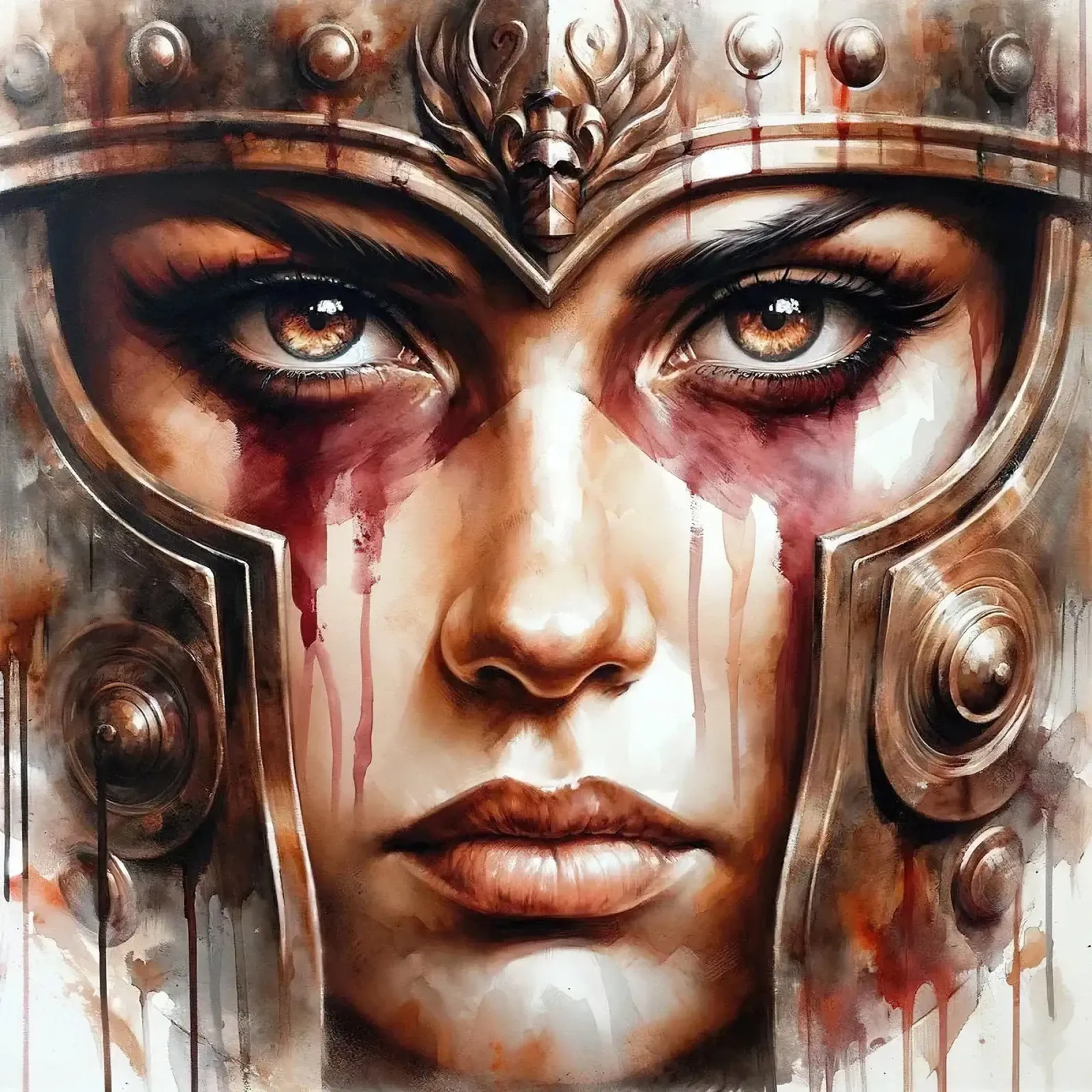 Acquerello Donna vichinga moderna poster con telaio in plastica da Chromatic Fusion Studio
