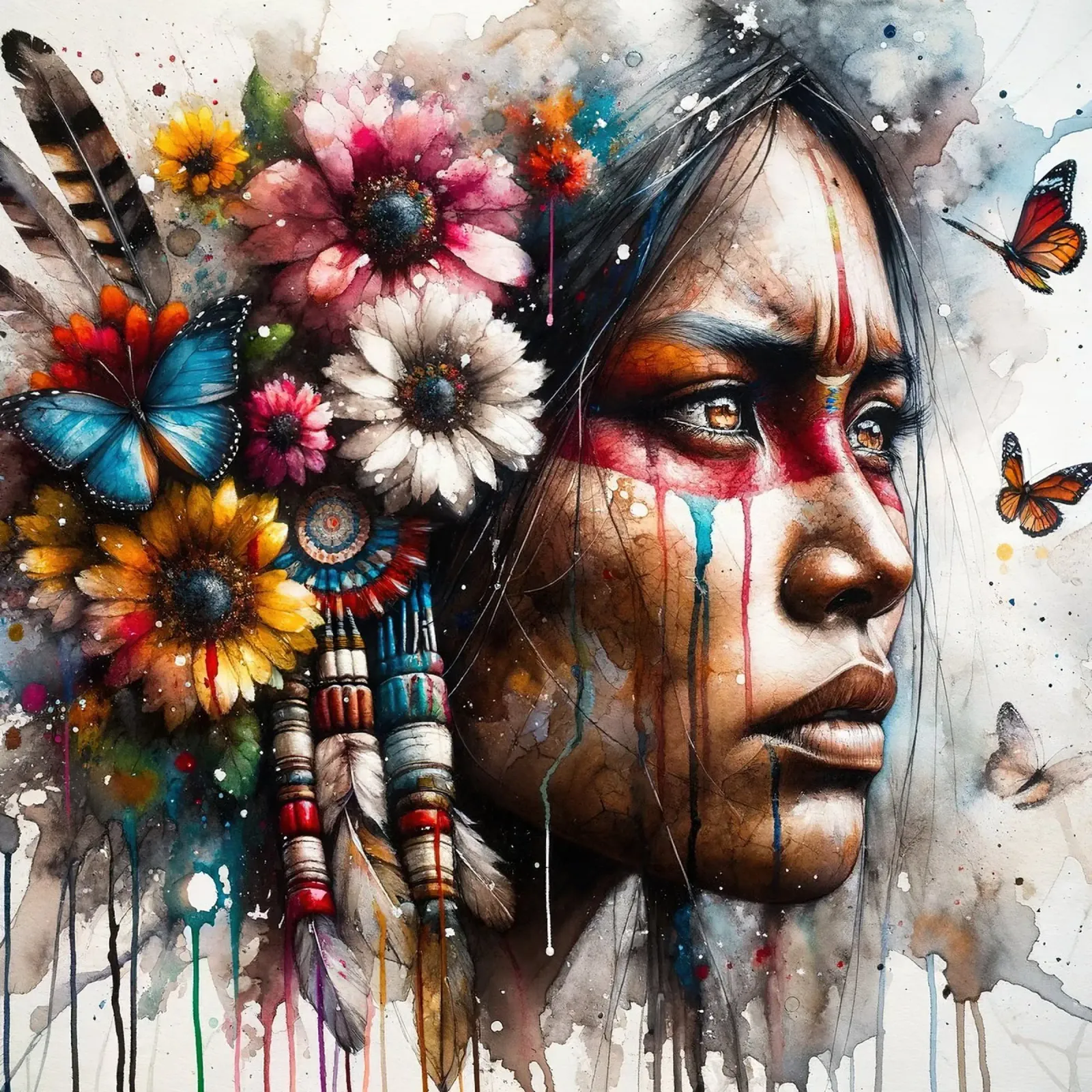 Acquerello Donna nativa americana poster da Chromatic Fusion Studio