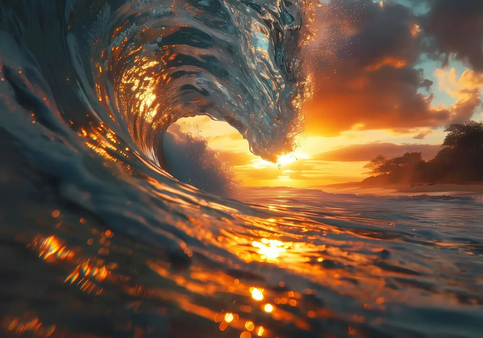 Olas de verano en la playa poster de Ginnery