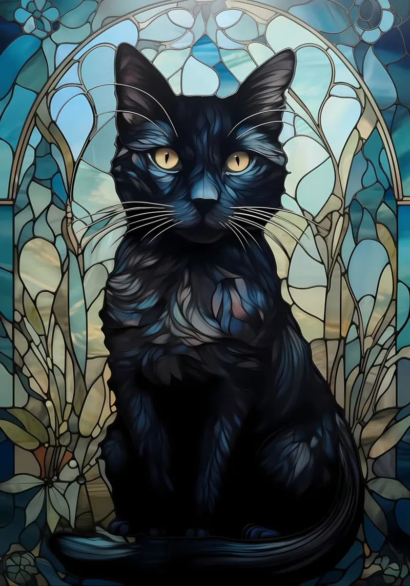 Gatto nero Kintsugi Art pellicola backlit da Ginnery
