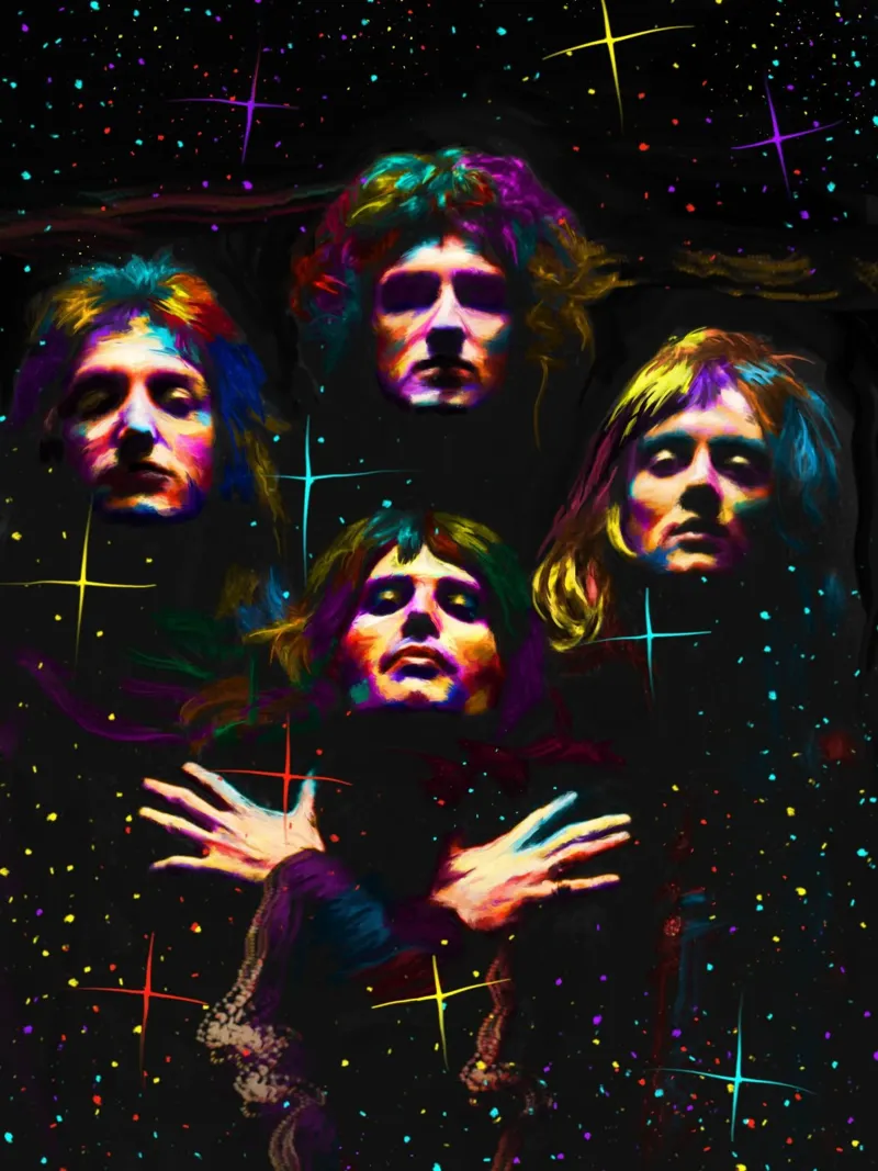 Banda Queen, pop art colorata pellicola backlit da Hantamrata
