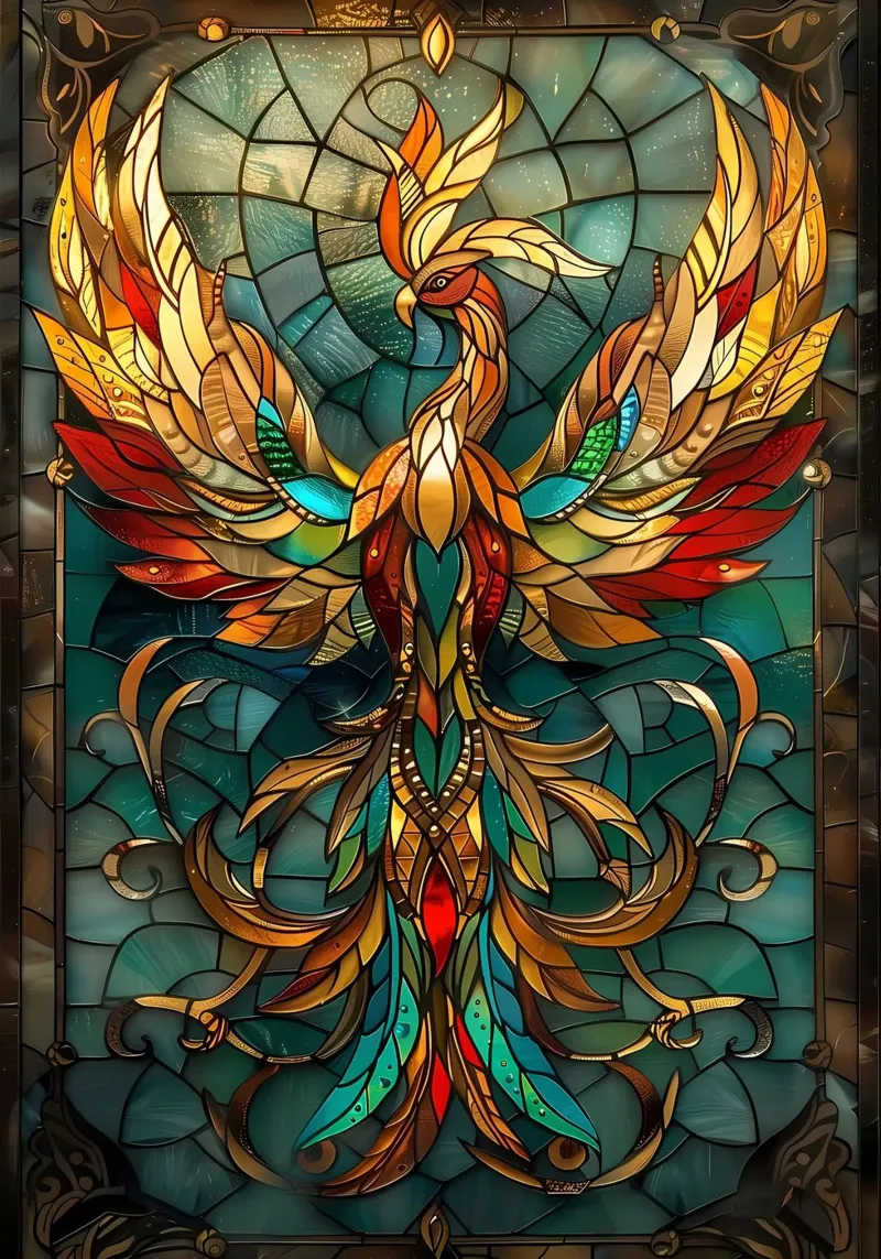 Uccello Fenice Kintsugi pellicola backlit da Ginnery