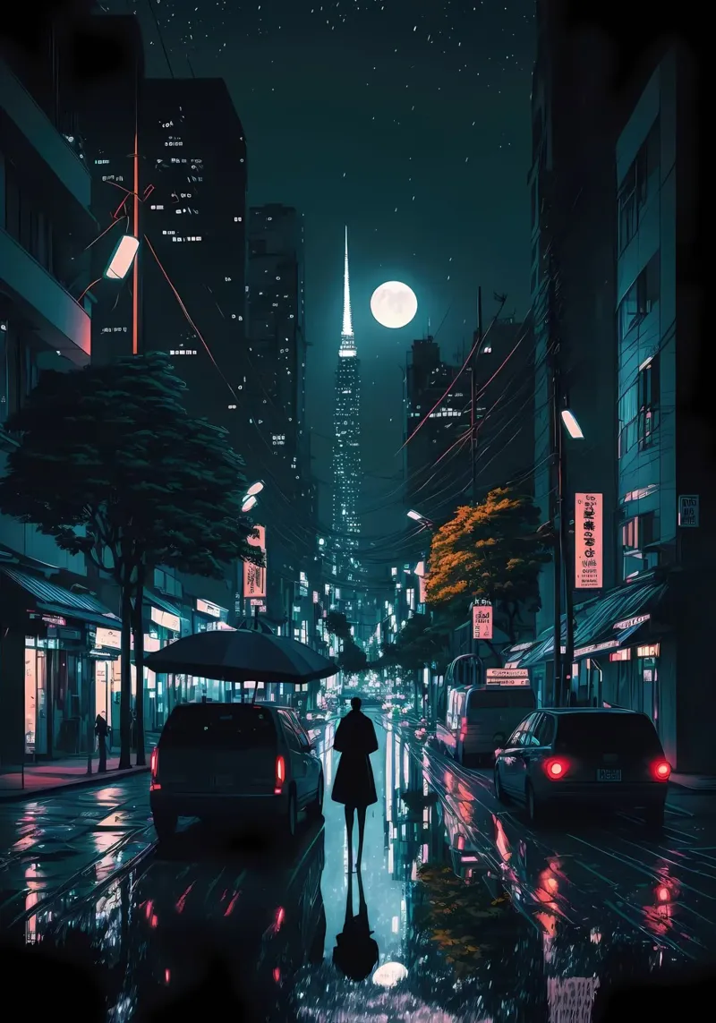 Notte Cyberpunk pellicola backlit da Mikesell