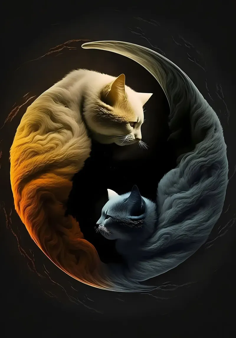 Gatti Yin e Yang pellicola backlit da Mikesell
