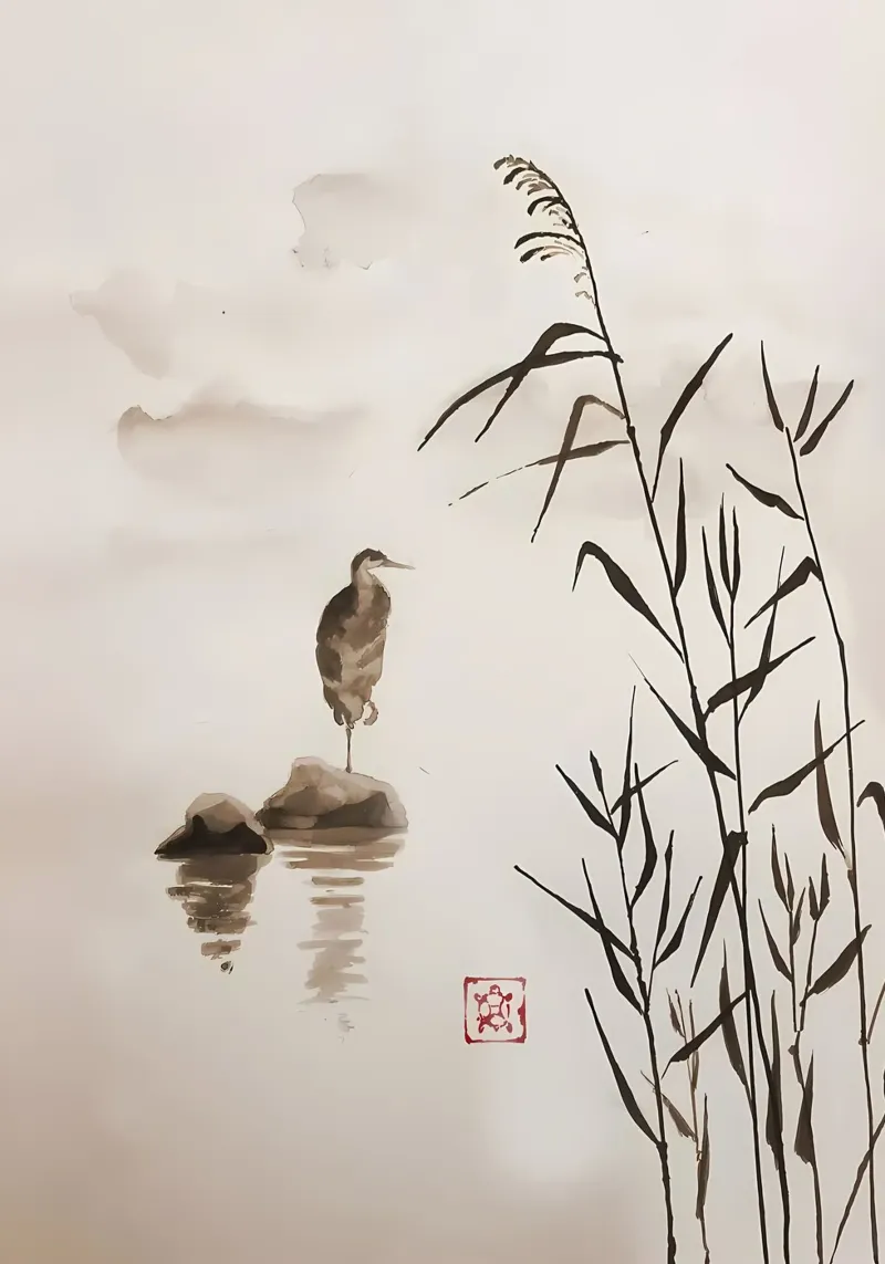 Inchiostro giapponese Heron carta hahnemühle da Ginnery