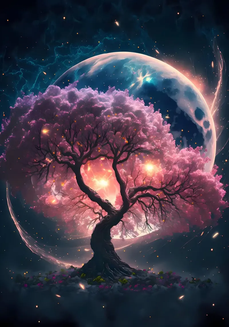 Árbol cósmico Sakura metacrilato de Ginnery