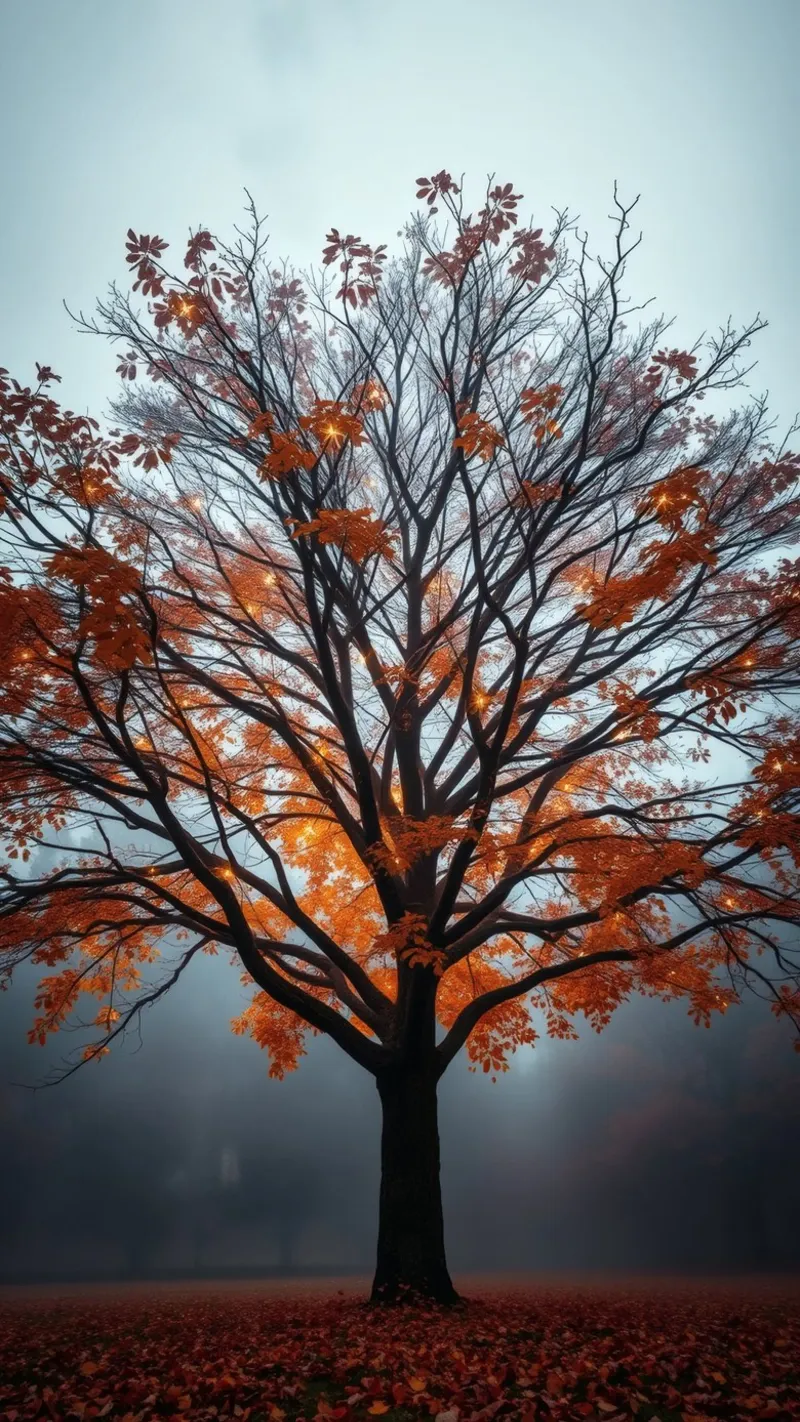 Majestic tree with autumn leaves standing tall canvas by DesignDoodle
