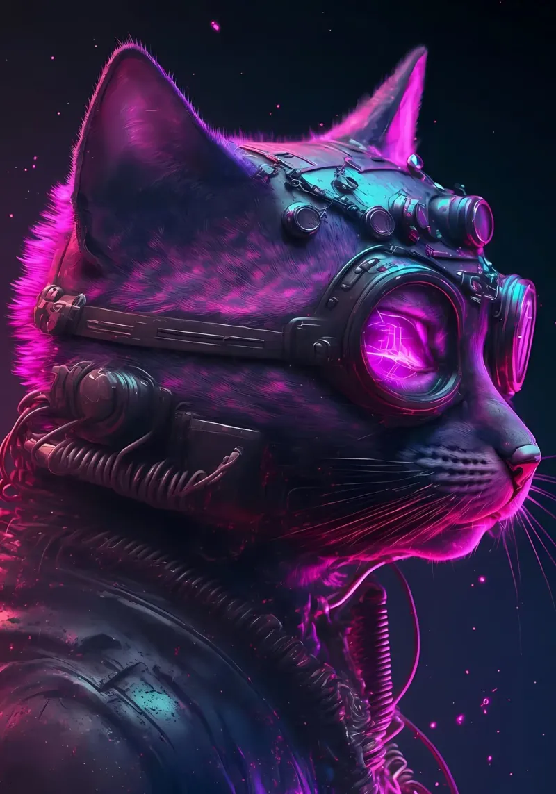 Gatto umano cyberpunk pellicola backlit da Mikesell