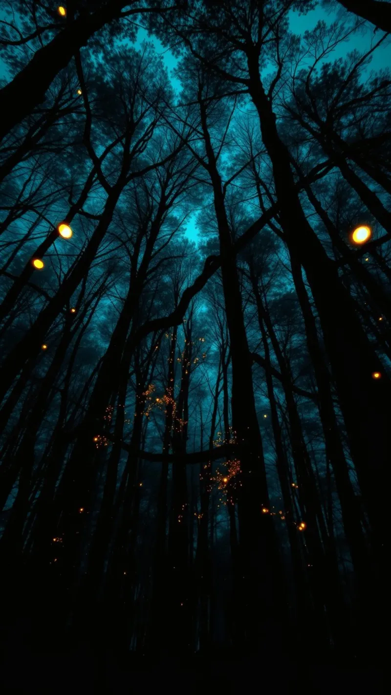 Explora un bosque azul de ensueño con luces resplandecientes hahnemühle de DesignDoodle