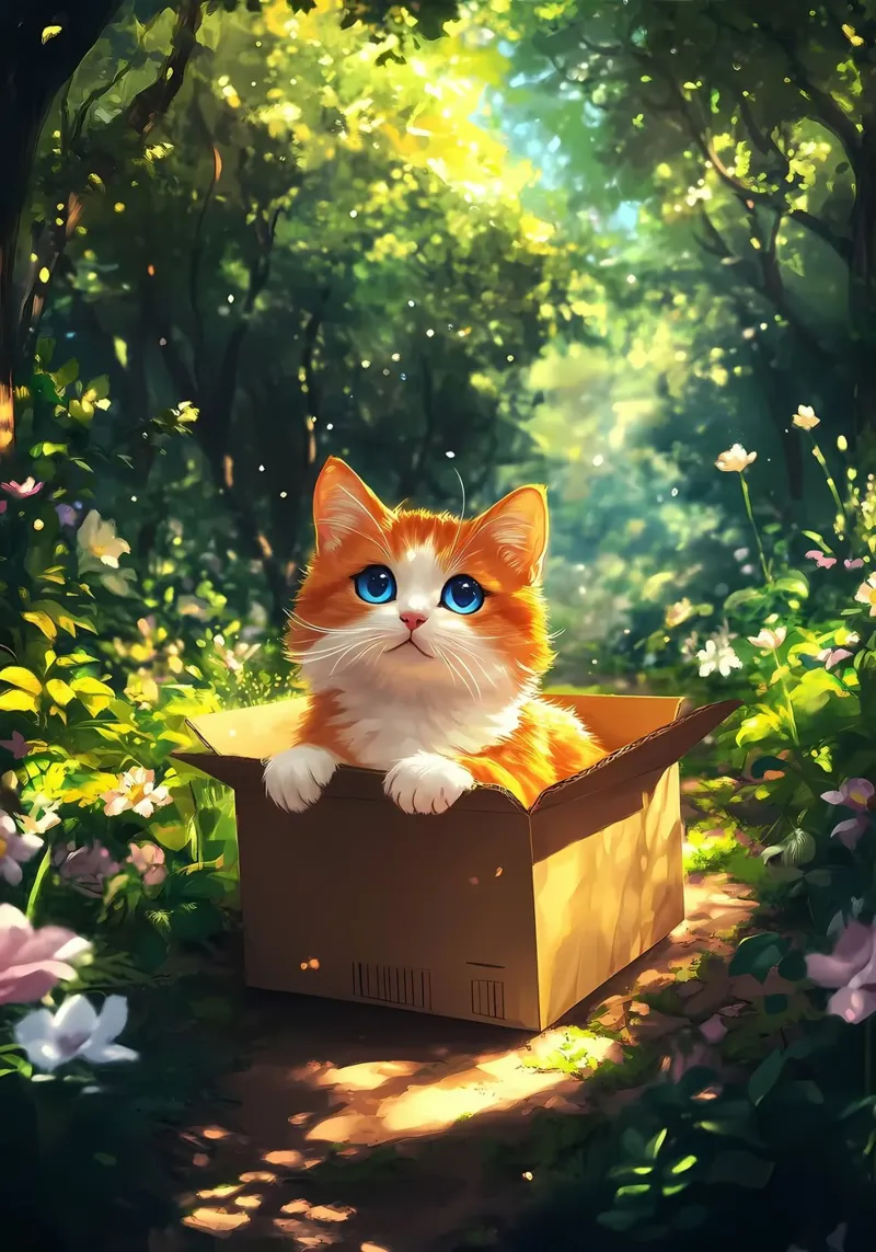 Gatto su una scatola nella foresta plexiglass da Ginnery