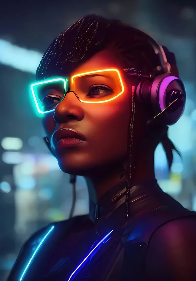 Ragazza cyberpunk pellicola backlit da Mikesell