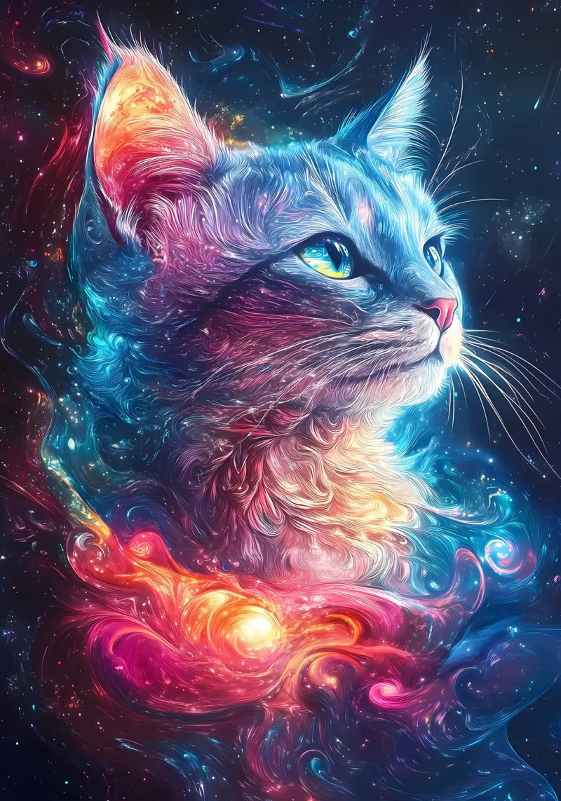 Space Cat Galaxy canvas by Ginnery