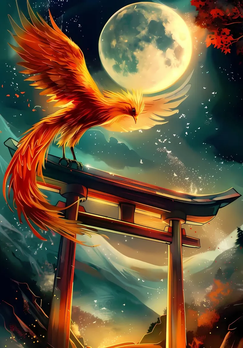 Phoenix Rising Torii pellicola backlit da Ginnery
