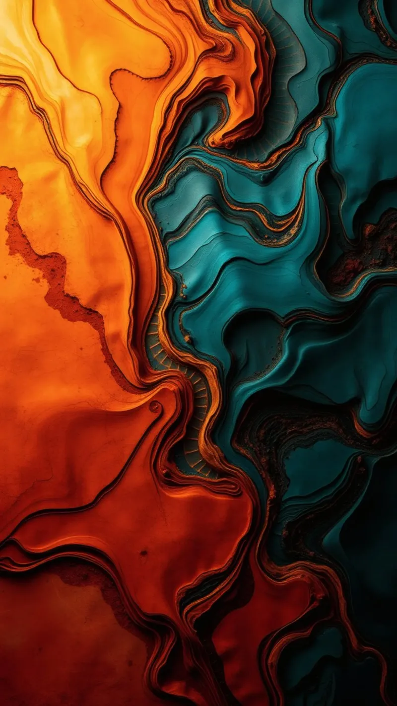 Dynamic abstract design with vibrant orange and turquoise canvas by DesignDoodle
