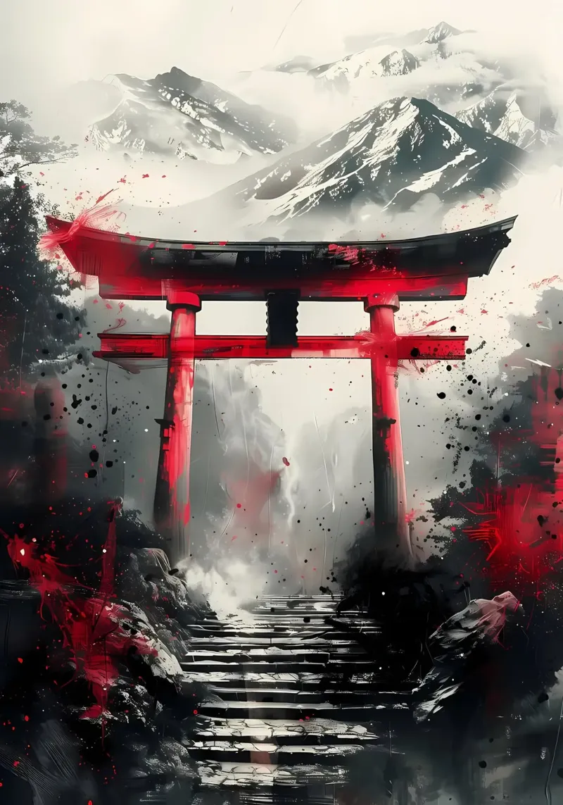 Japanese Torii Gate Ink hahnemühle by Ginnery