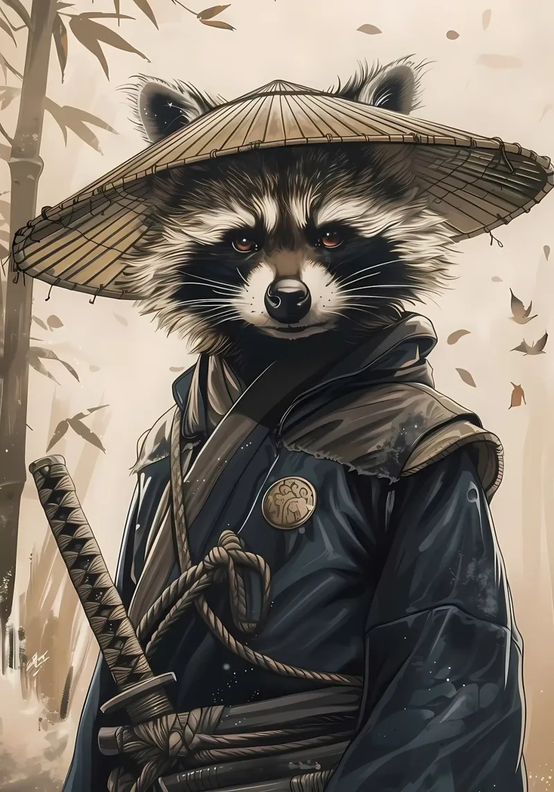 Samurai Racoon acrylic glass by Ginnery