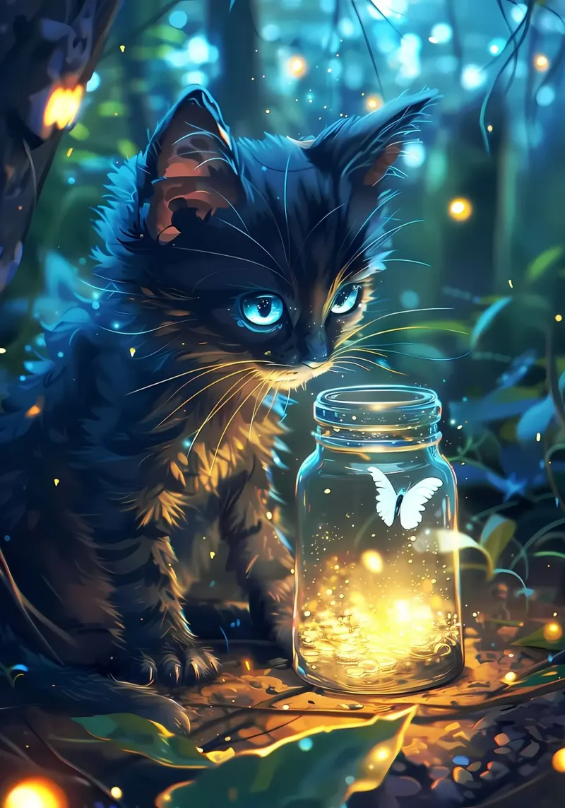 Gatto carino con farfalla pellicola backlit da Ginnery