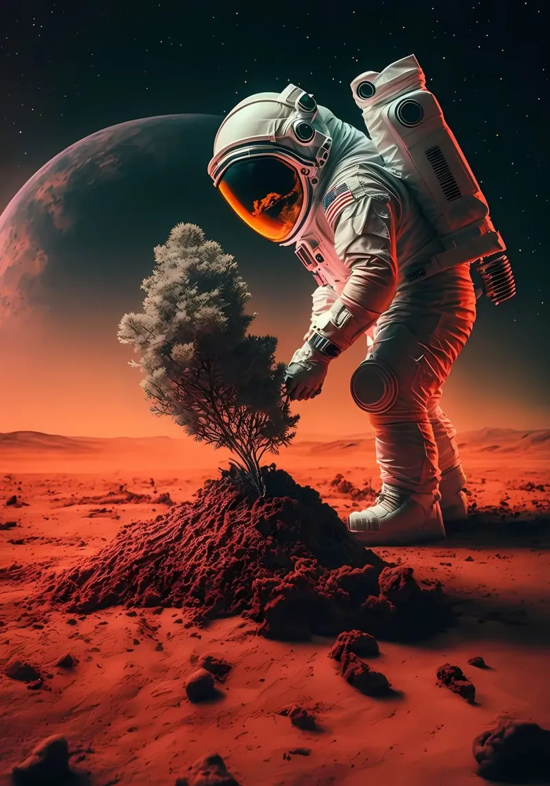 Astronaut in Space of Tree canvas by Mikesell