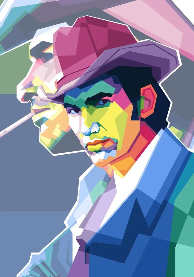 Townes Van Zandt in stile WPAP _trending pellicola backlit da Alkahfsmart