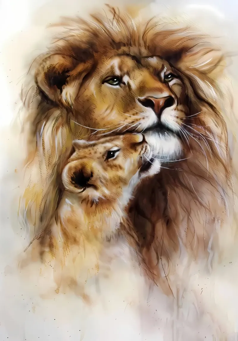 Leeuwen Liefde canvas van Mikesell