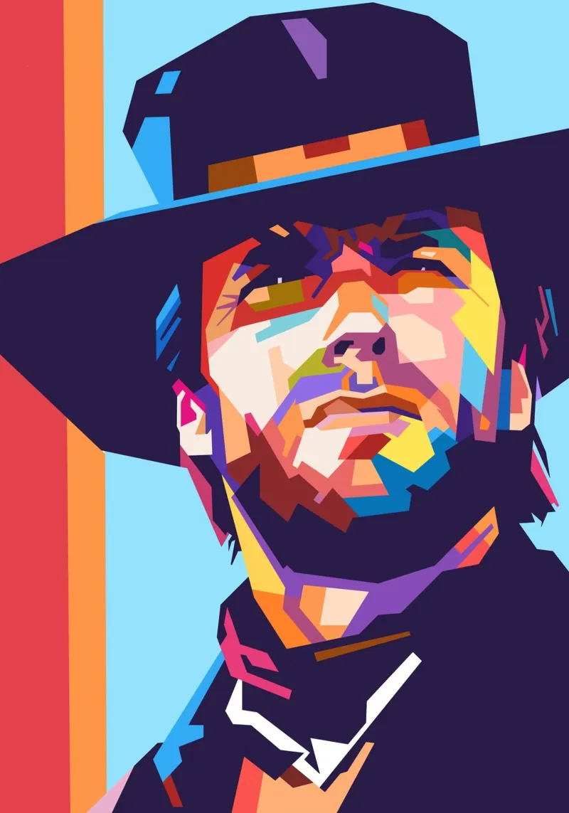 Clint Eastwood sullo stile artistico di WPAP pannello forex da Hantamrata