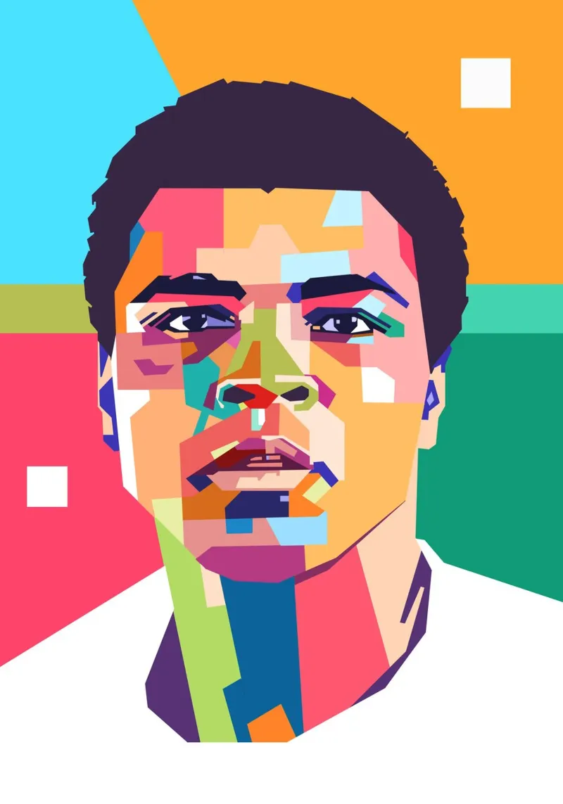 Ritratto pop art di Muhammad Ali pellicola backlit da Hantamrata
