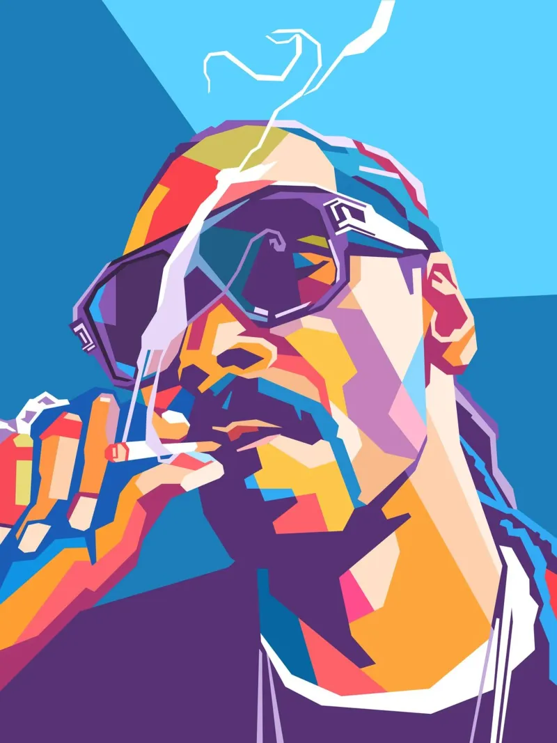 Snoop Dogg sullo stile artistico di WPAP poster con telaio in alluminio da Hantamrata