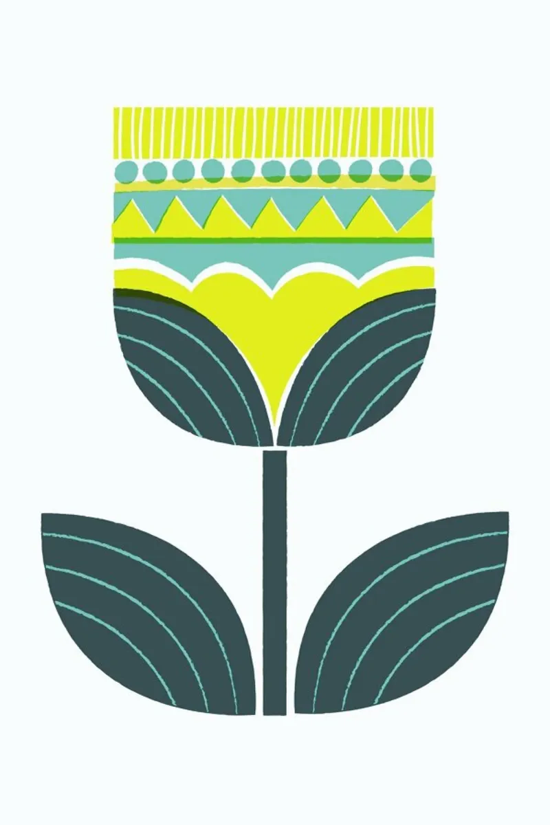 Scandinavian Flower poster con telaio in legno da A Nordic Girl