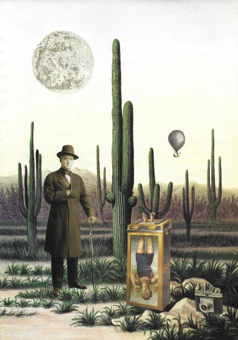 Collage - Illusion surréaliste du désert poster de Nadine Ginzel